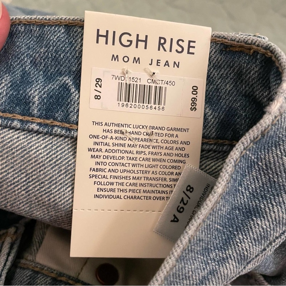 Lucky Brand Women’s Blue Drew High-Rise Mom Raw hem Jeans size 8/29 nwt - Picture 6 of 6